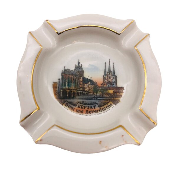 Other - Vtg Porcelain Collectible Ashtray Cathedral and Severi Church Erfurt Germany 2"